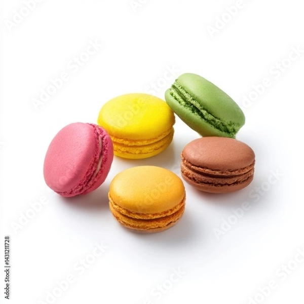 Obraz Colorful assortment of macarons isolated on white background
