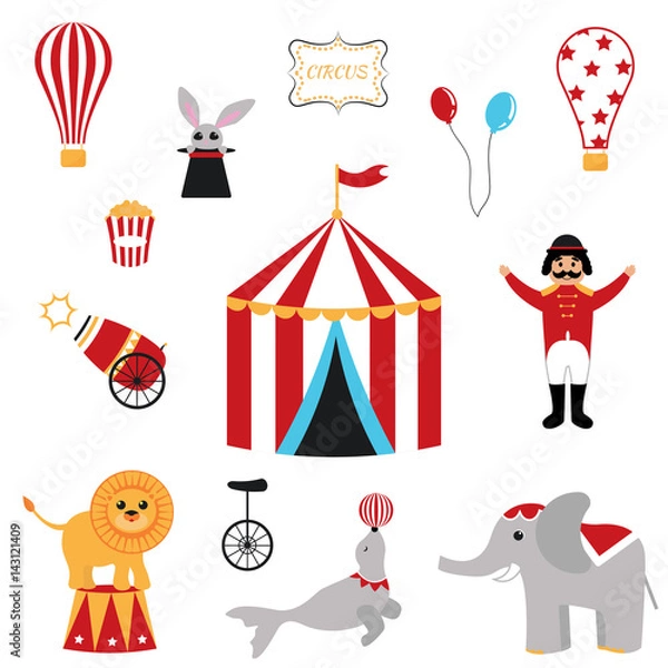 Fototapeta Cute set of circus elements