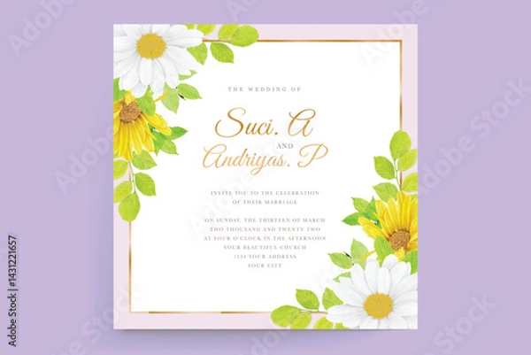 Obraz watercolor sunflower frame background