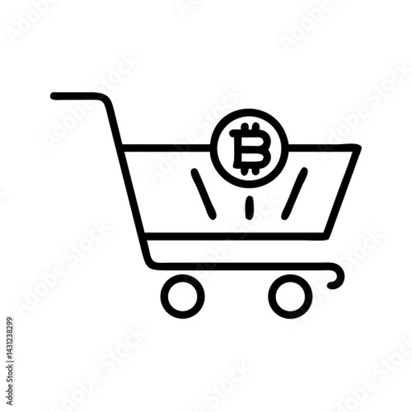 Fototapeta Shopping action icon bitcoin transactions in digital carts e-commerce environment dynamic viewpoint