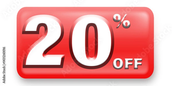Obraz 20% Off Discount Label Icon in red color for different marketing and social media