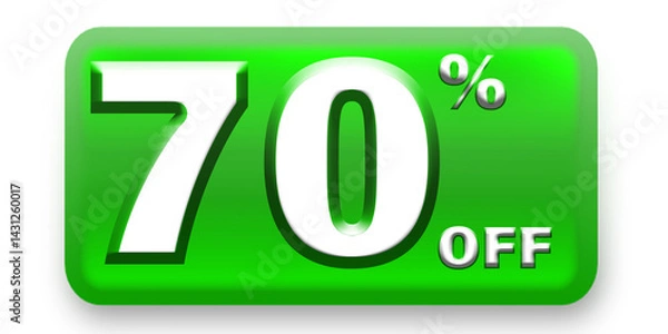 Obraz 70% Off Discount Label Icon in green color for different marketing and social media