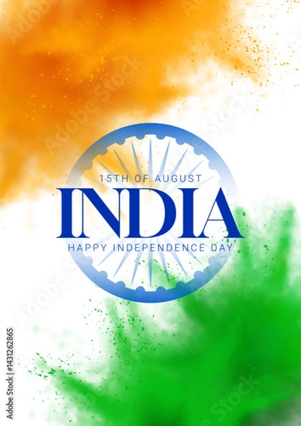 Obraz Independence Day of India concept card. Abstract explosions of powders colored in Indian flag colours. Vector illustration for decoration Indian Independence Day. Day of India on 15th August.