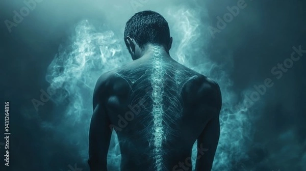 Fototapeta A stunning image of man with pain in his back.