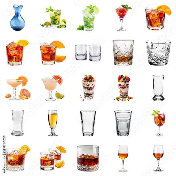 Fototapeta Cocktail Drinks Menu Glasses Variety