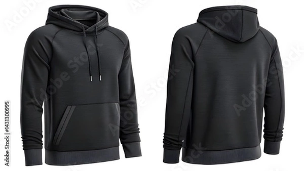 Obraz Black men's classic hoodie mockup front and back view, mockup
