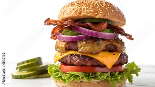 Obraz hamburger on a white background