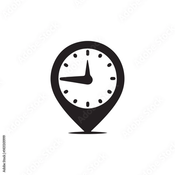 Fototapeta Clock time  icon silhouette design