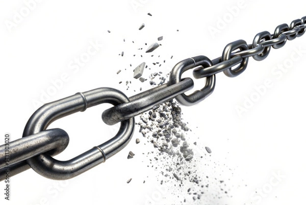 Obraz a metal chain link shattering, signifying freedom and liberation. Symbolizing Liberation