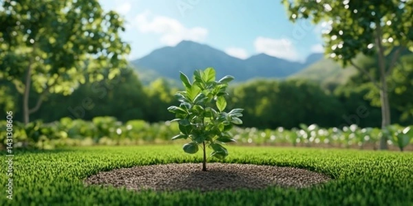 Fototapeta AI-Powered Agriculture System with Drones and Robots in Harmony