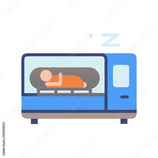 Obraz Sleeping in a Bed Flat Vector Illustration, Dream, Rest, Sleep