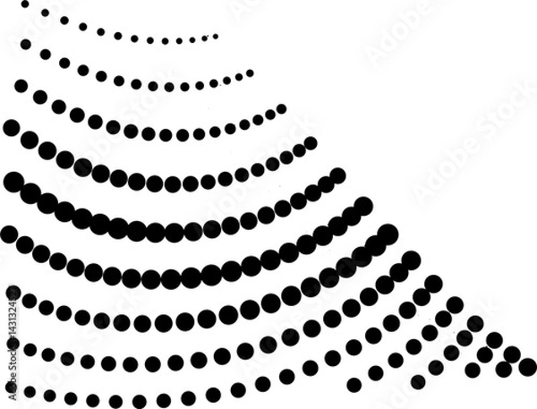 Obraz Set of halftone dots gradient pattern texture isolated on white background. Straight dotted spots using halftone circle dot raster texture. Vector blot half tone collection.
