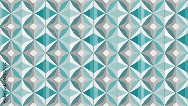 Fototapeta Seamless Teal and Gray Geometric Pattern for Textile Design and Surface Decoration