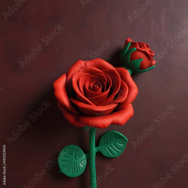 Fototapeta plasticine red rose