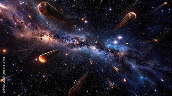 Fototapeta Mystical Cosmic Dreamscape with Planets, Stars, and Comets in Deep Space