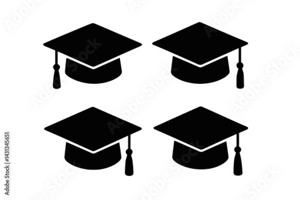 Fototapeta Icon set featuring graduation caps in a simple design suitable for educational themes and celebrations