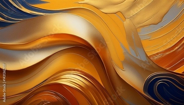 Fototapeta High-resolution image of abstract gold and blue swirls, perfect for luxury branding, website backgrounds, and more.