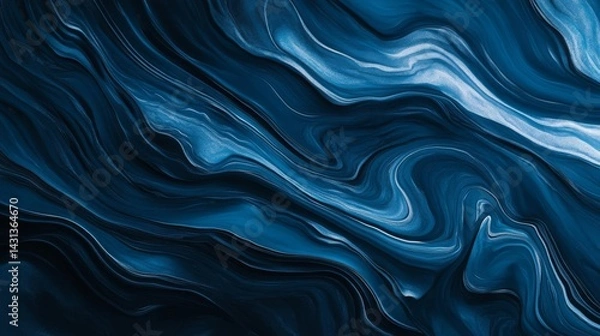 Obraz Abstract blue background with smooth flowing waves on a dark backdrop