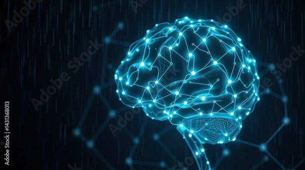 Fototapeta Abstract illustration of a human brain network.