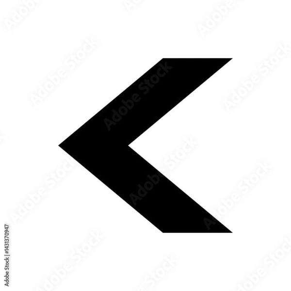 Obraz Black chevron pointing left on a white background offering a simple directional arrow for visual guidance