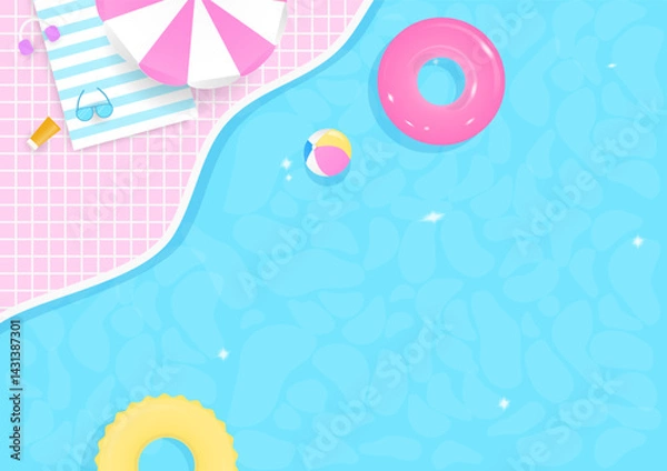 Obraz Swimming pool with summer elements background