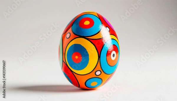 Fototapeta Brightly colored Easter eggs with abstract pattern on a white background