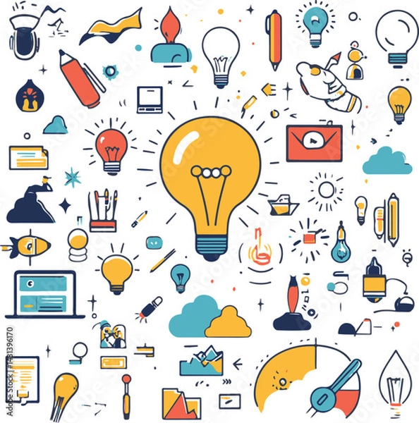 Fototapeta startup, creative and business idea, tips, brainstorming, project development, innovative solutions, social media and marketin