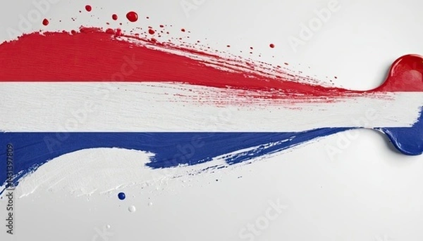 Fototapeta  Abstract brushstroke paint brush splash in the colors of french flag. 