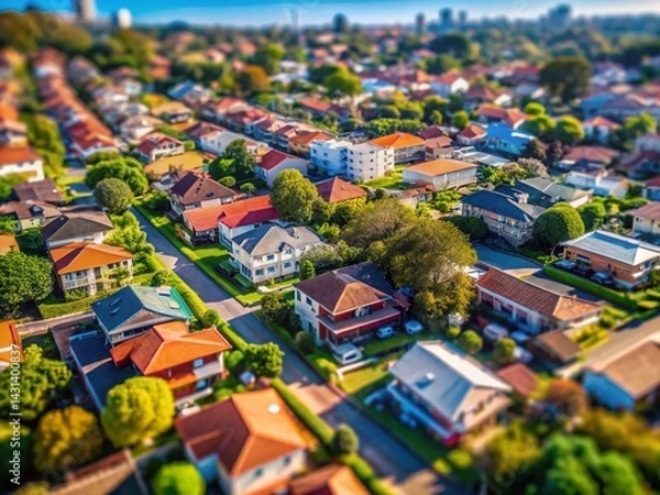 Obraz Aerial Macro View: Sydney Outer Suburban Houses, Australia