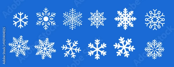 Fototapeta Set of Snowflakes Christmas design vector. Snowflakes icons. White Snowflake. Snowflakes template. Snow winter. Snowflakes icons. Snowflake vector icon