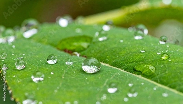 Fototapeta water drops on leaf, macro. Custom AI Model