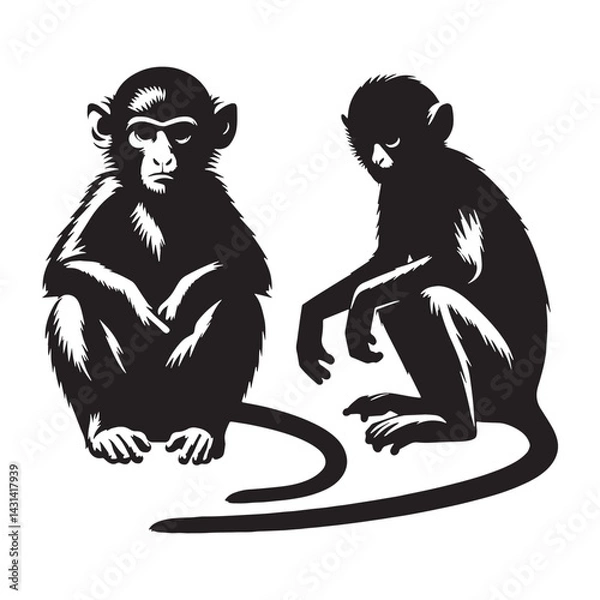 Fototapeta Unique monkey vector silhouette ideal for creative and minimalistic logos – monkey silhouette – monkey vector – monkey illustration – silhouette of monkey – monkey icon

