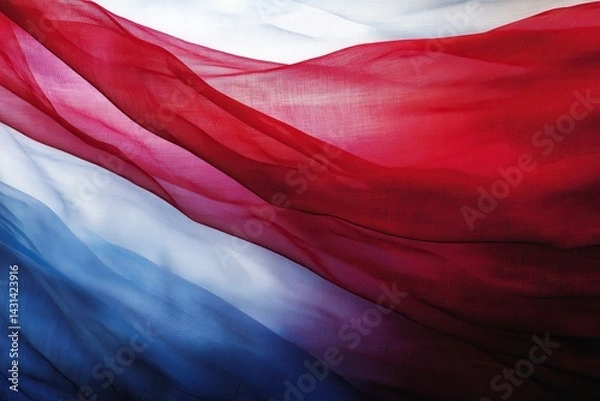 Fototapeta Flowing Fabric in Red, White, and Blue