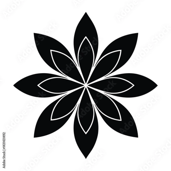 Obraz Abstract flower with 6 symmetrical petals on white background