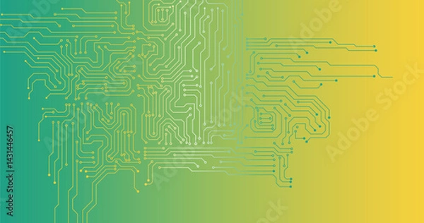 Obraz Abstract technology green lines circuit cyber pattern on green and yellow gradient background vector