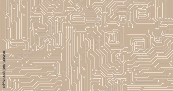 Obraz Abstract technology white lines circuit cyber pattern on brown background vector