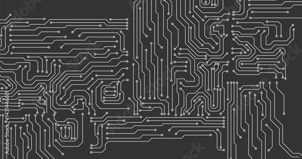 Obraz Abstract technology white lines circuit cyber pattern on black background vector