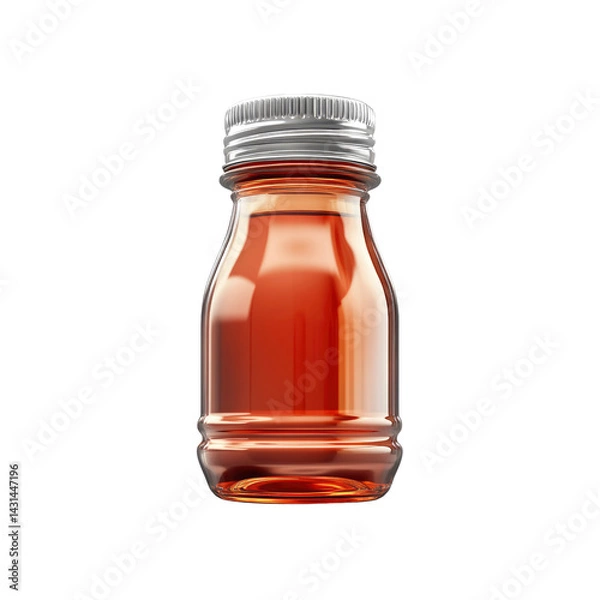 Fototapeta Amber Liquid in Glass Bottle with Silver Cap