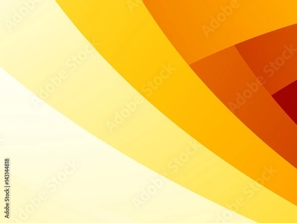 Fototapeta Simple abstract fractal background with yellow, orange and red overlapping curved stripes