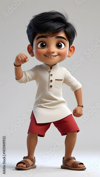 Fototapeta Surprised Indian Boy Full Body Reaction Poses for Creative Use