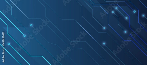 Fototapeta Abstract technology circuit board blue gradient background.
