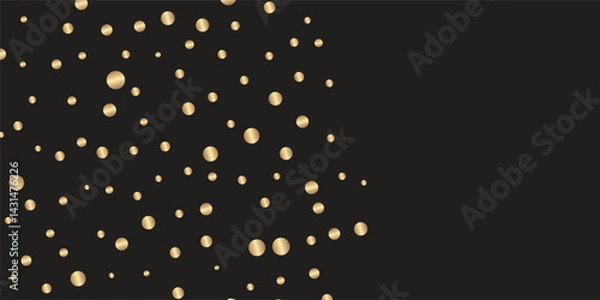 Obraz Luxurious Golden Confetti Showering Across a Deep Black Background: Luxury New Year’s Eve Design, Sparkling Wallpaper, and Brochure Template Cover"
