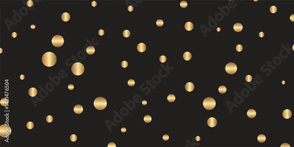 Obraz Luxurious Golden Confetti Showering Across a Deep Black Background: Luxury New Year’s Eve Design, Sparkling Wallpaper, and Brochure Template Cover"
