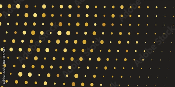 Obraz Luxury vector Golden confetti isolated on black background. Scatter gradient with gold confetti on dark backdrop, Opulent Glittering Design for New Year’s Eve Celebrations and Brochure Templates"