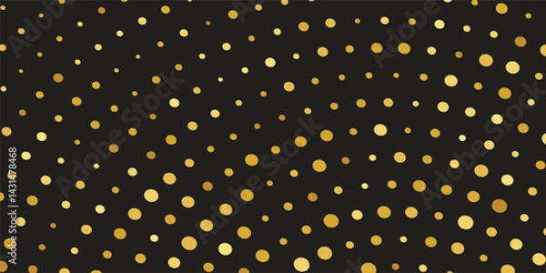 Obraz Luxury vector Golden confetti isolated on black background. Scatter gradient with gold confetti on dark backdrop. Sparkling Wallpaper, and Brochure Template Cover"