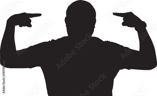 Fototapeta vector; silhouette of front view of a  man points to himself