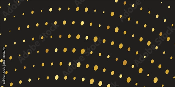 Obraz Luxury vector Golden confetti isolated on black background. Scatter gradient with gold confetti on dark backdrop. Sparkling Wallpaper, and Brochure Template Cover"