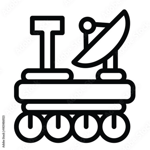 Fototapeta Mars rover with antenna and wheels line icon, cosmos concept. Vector graphics. Planet exploration vehicle sign on white background, style for mobile or design.
