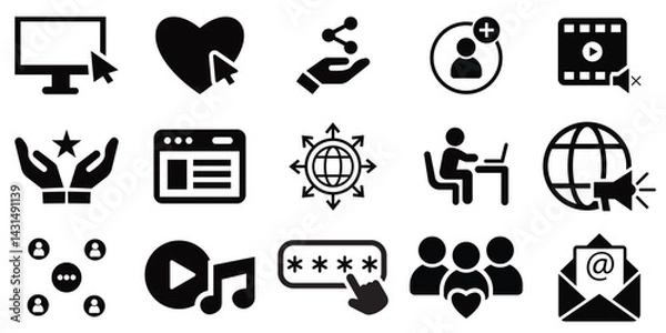 Obraz Solid Social Media Icons Pack – Online Marketing, Blog, Website & Community Symbols Collection