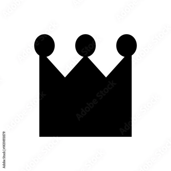 Fototapeta A simple black crown with three points each topped with a circle on a white background design element